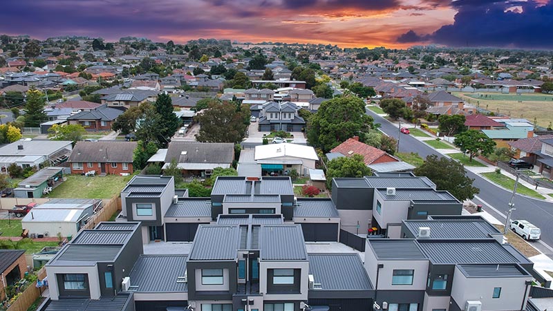 Brick,Veneer,Town,Houses,In,Melbourne,Victoria,Australian,Suburbia